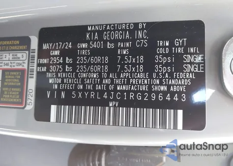 2024 Kia Sorento S из США, поврежденный, VIN 5XYRL4JC1RG296443